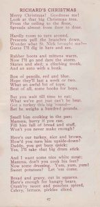 Jingles booklet, written by Arthur Rodman in 1916, page 27, Richard's Christmas